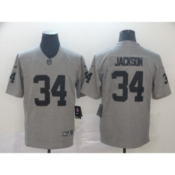 Men's Oakland Raiders #34 Bo Jackson Grey Limited Stitched NFL Jersey