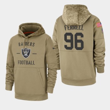Men's Oakland Raiders #96 Clelin Ferrell Tan 2019 Salute to Service Sideline Therma Pullover Hoodie Men's Oakland Raiders #96 Clelin Ferrell Tan 2019 Salute to Service Sideline Therma Pullover Hoodie