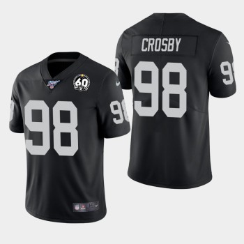 Men's Oakland Raiders #98 Maxx Crosby 2019 Black 100th Season With 60 Patch Vapor Untouchable Limited NFL Stitched Jersey Men's Oakland Raiders #98 Maxx Crosby 2019 Black 100th Season With 60 Patch Vapor Untouchable Limited NFL Stitched Jersey