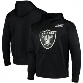 Men's Oakland Raiders Black 100th Season Primary Logo Circuit Performance NFL Pullover Hoodie Men's Oakland Raiders Black 100th Season Primary Logo Circuit Performance NFL Pullover Hoodie