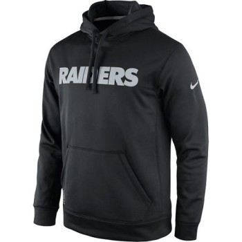 Men's Oakland Raiders Black KO Wordmark Performance Hoodie