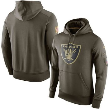 Men's Oakland Raiders Olive Salute To Service KO Performance Hoodie Men's Oakland Raiders Olive Salute To Service KO Performance Hoodie