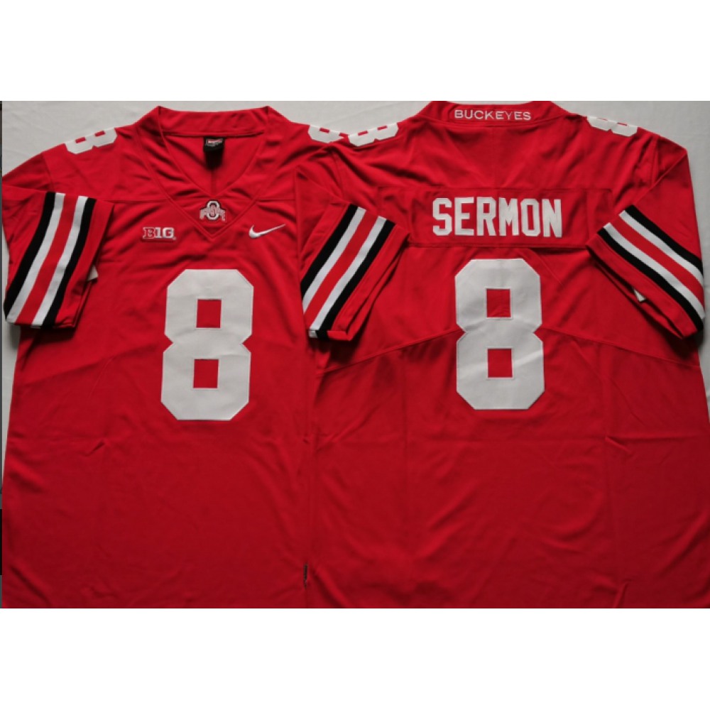 Men's Ohio State Buckeyes #8 Trey Sermon Red Stitched NCAA Jersey