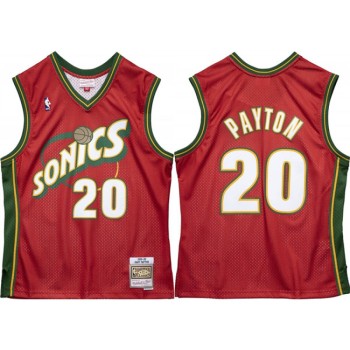 Men's Oklahoma City Thunder #20 Gary Payton Red 1995-96 Throwback SuperSonics Stitched Jersey
