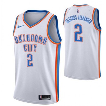 Men's Oklahoma City Thunder #2 Shai Gilgeous-Alexander White Stitched Basketball Jersey