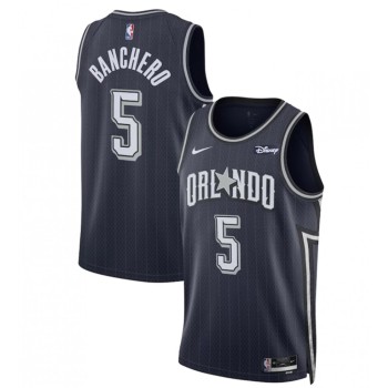 Men's Orlando Magic #5 Paolo Banchero Navy 2023/24 City Edition Stitched Basketball Jersey