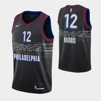 Men's Philadelphia 76ers #12 Tobias Harris 2020-21 Black City Swingman Stitched NBA Jersey Men's Philadelphia 76ers #12 Tobias Harris 2020-21 Black City Swingman Stitched NBA Jersey
