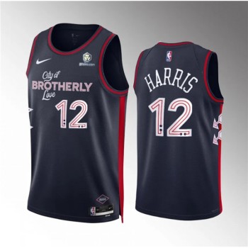 Men's Philadelphia 76ers #12 Tobias Harris Navy 2023/24 City Edition Stitched Jersey Men's Philadelphia 76ers #12 Tobias Harris Navy 2023/24 City Edition Stitched Jersey