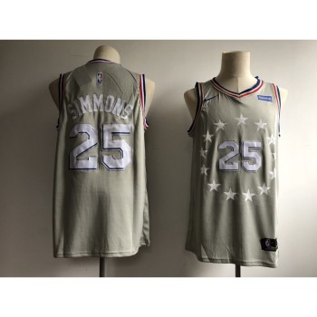 Men's Philadelphia 76ers #25 Ben Simmons Gray 2018/19 City Edition Swingman Stitched NBA Jersey