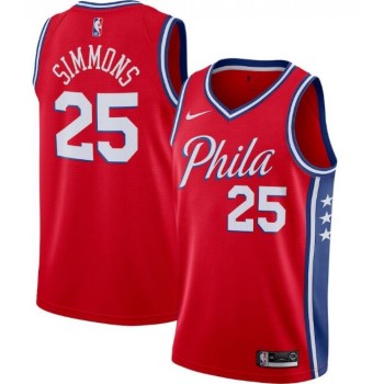 Men's Philadelphia 76ers #25 Ben Simmons Red Statement Edition Stitched Swingman Jersey