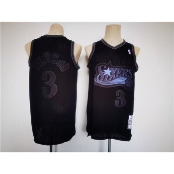 Men's Philadelphia 76ers #3 Allen Iverson Black Throwback basketball Jersey