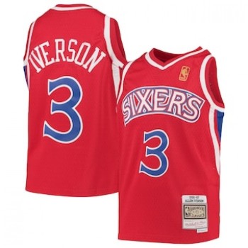Men's Philadelphia 76ers #3 Allen Iverson Red Throwback Stitched Jersey Men's Philadelphia 76ers #3 Allen Iverson Red Throwback Stitched Jersey