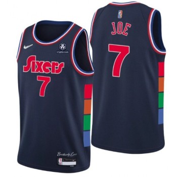 Men's Philadelphia 76ers #7 Isaiah Joe 2021/22 City Edition Navy 75th Anniversary Stitched Swingman Jersey