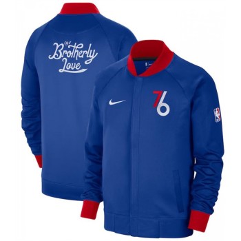 Men's Philadelphia 76ers Blue 2022/23 City Edition Showtime Thermaflex Full-Zip Jacket Men's Philadelphia 76ers Blue 2022/23 City Edition Showtime Thermaflex Full-Zip Jacket