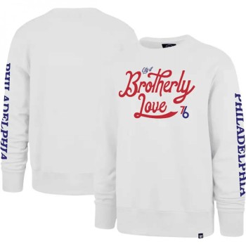 Men's Philadelphia 76ers White 2022/23 City Edition Two-Peat Headline Pullover Sweatshirt Men's Philadelphia 76ers White 2022/23 City Edition Two-Peat Headline Pullover Sweatshirt
