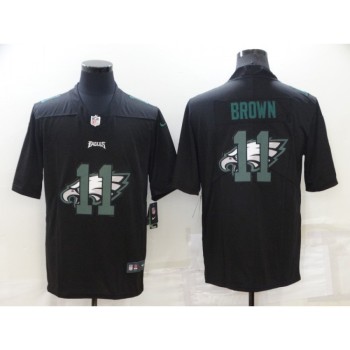 Men's Philadelphia Eagles #11 A. J. Brown Black Shadow Logo Limited Stitched Jersey Men's Philadelphia Eagles #11 A. J. Brown Black Shadow Logo Limited Stitched Jersey