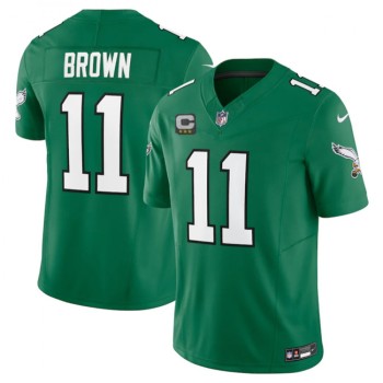 Men's Philadelphia Eagles #11 A. J. Brown Green 2023 F.U.S.E. Vapor Untouchable With C Patch Stitched Football Jersey Men's Philadelphia Eagles #11 A. J. Brown Green 2023 F.U.S.E. Vapor Untouchable With C Patch Stitched Football Jersey