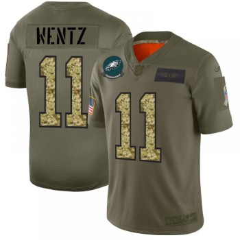 Men's Philadelphia Eagles #11 Carson Wentz 2019 Olive/Camo Salute To Service Limited Stitched NFL Jersey Men's Philadelphia Eagles #11 Carson Wentz 2019 Olive/Camo Salute To Service Limited Stitched NFL Jersey