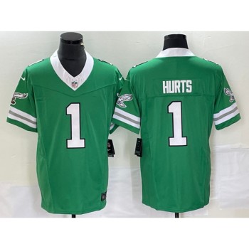 Men's Philadelphia Eagles #1 Jalen Hurts Green 2023 F.U.S.E. Vapor Untouchable Stitched Football Jersey Men's Philadelphia Eagles #1 Jalen Hurts Green 2023 F.U.S.E. Vapor Untouchable Stitched Football Jersey