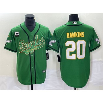 Men's Philadelphia Eagles #20 Brian Dawkins Green Gold With 3-star  C Patch Cool Base Stitched Baseball Jersey Men's Philadelphia Eagles #20 Brian Dawkins Green Gold With 3-star  C Patch Cool Base Stitched Baseball Jersey