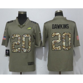 Men's Philadelphia Eagles #20 Brian Dawkins Olive Camo Salute To Service Limited Stitched NFL Jersey Men's Philadelphia Eagles #20 Brian Dawkins Olive Camo Salute To Service Limited Stitched NFL Jersey