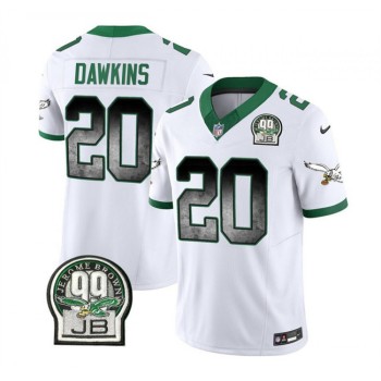 Men's Philadelphia Eagles #20 Brian Dawkins White 2023 F.U.S.E. Throwback Vapor Untouchable Limited Stitched Football Jersey Men's Philadelphia Eagles #20 Brian Dawkins White 2023 F.U.S.E. Throwback Vapor Untouchable Limited Stitched Football Jersey
