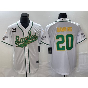 Men's Philadelphia Eagles #20 Brian Dawkins White Gold With 3-star C Patch Cool Base Stitched Baseball Jersey Men's Philadelphia Eagles #20 Brian Dawkins White Gold With 3-star C Patch Cool Base Stitched Baseball Jersey