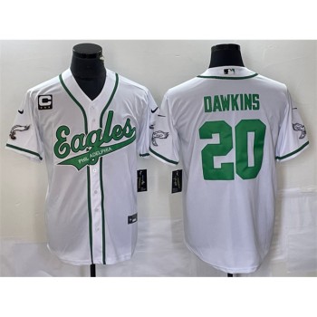 Men's Philadelphia Eagles #20 Brian Dawkins White With 3-star C Patch Cool Base Stitched Baseball Jersey Men's Philadelphia Eagles #20 Brian Dawkins White With 3-star C Patch Cool Base Stitched Baseball Jersey