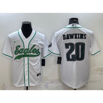 Men's Philadelphia Eagles #20 Brian Dawkins White With Patch Cool Base Stitched Baseball Jersey Men's Philadelphia Eagles #20 Brian Dawkins White With Patch Cool Base Stitched Baseball Jersey