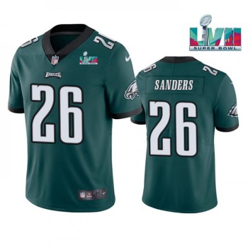 Men's Philadelphia Eagles #26 Miles Sanders Green Super Bowl LVII Patch Vapor Untouchable Limited Stitched Jersey Men's Philadelphia Eagles #26 Miles Sanders Green Super Bowl LVII Patch Vapor Untouchable Limited Stitched Jersey
