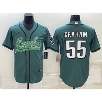 Men's Philadelphia Eagles #55 Brandon Graham Green With Patch Cool Base Stitched Baseball Jersey Men's Philadelphia Eagles #55 Brandon Graham Green With Patch Cool Base Stitched Baseball Jersey