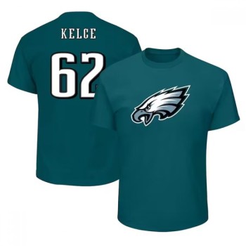Men's Philadelphia Eagles #62 Jason Kelce Green Big & Tall T-Shirt Men's Philadelphia Eagles #62 Jason Kelce Green Big & Tall T-Shirt