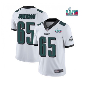 Men's Philadelphia Eagles #65 Lane Johnson White Super Bowl LVII Patch Vapor Untouchable Limited Stitched Jersey Men's Philadelphia Eagles #65 Lane Johnson White Super Bowl LVII Patch Vapor Untouchable Limited Stitched Jersey