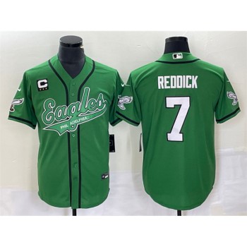 Men's Philadelphia Eagles #7 Haason Reddick Green With 3-star C Patch Cool Base Stitched Baseball Jersey Men's Philadelphia Eagles #7 Haason Reddick Green With 3-star C Patch Cool Base Stitched Baseball Jersey