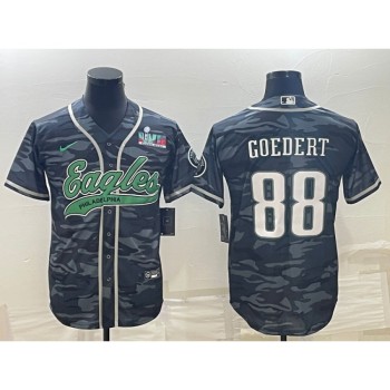 Men's Philadelphia Eagles #88 Dallas Goedert Grey Camo With Super Bowl LVII Patch Cool Base Stitched Baseball Jersey Men's Philadelphia Eagles #88 Dallas Goedert Grey Camo With Super Bowl LVII Patch Cool Base Stitched Baseball Jersey