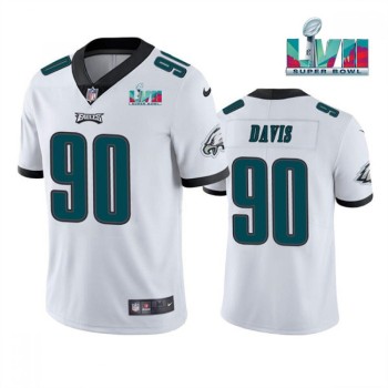 Men's Philadelphia Eagles #90 Jordan Davis White Super Bowl LVII Patch Vapor Untouchable Limited Stitched Jersey Men's Philadelphia Eagles #90 Jordan Davis White Super Bowl LVII Patch Vapor Untouchable Limited Stitched Jersey