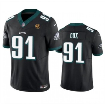 Men's Philadelphia Eagles #91 Fletcher Cox Black 2023 F.U.S.E. With John Madden Patch Vapor Limited Stitched Football Jersey Men's Philadelphia Eagles #91 Fletcher Cox Black 2023 F.U.S.E. With John Madden Patch Vapor Limited Stitched Football Jersey