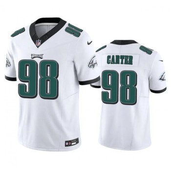 Men's Philadelphia Eagles #98 Jalen Carter White 2023 F.U.S.E. Vapor Untouchable Limited Stitched Football Jersey Men's Philadelphia Eagles #98 Jalen Carter White 2023 F.U.S.E. Vapor Untouchable Limited Stitched Football Jersey