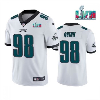 Men's Philadelphia Eagles #98 Robert Quinn White Super Bowl LVII Vapor Untouchable Limited Stitched Jersey Men's Philadelphia Eagles #98 Robert Quinn White Super Bowl LVII Vapor Untouchable Limited Stitched Jersey