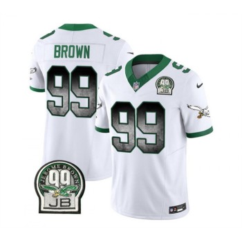 Men's Philadelphia Eagles #99 Jerome Brown White 2023 F.U.S.E. Throwback Vapor Untouchable Limited Stitched Football Jersey Men's Philadelphia Eagles #99 Jerome Brown White 2023 F.U.S.E. Throwback Vapor Untouchable Limited Stitched Football Jersey