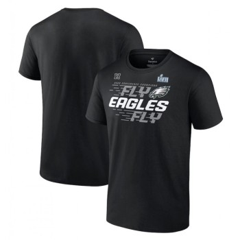 Men's Philadelphia Eagles Black 2022 NFC Champions Team Slogan T-Shirt Men's Philadelphia Eagles Black 2022 NFC Champions Team Slogan T-Shirt