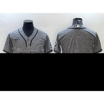 Men's Philadelphia Eagles Blank Grey With Patch Cool Base Stitched Baseball Jersey Men's Philadelphia Eagles Blank Grey With Patch Cool Base Stitched Baseball Jersey