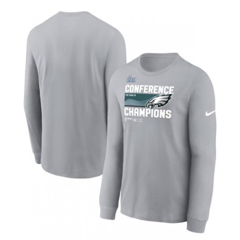 Men's Philadelphia Eagles Gray 2022 NFC Champions Locker Room Trophy Collection Long Sleeve T-Shirt Men's Philadelphia Eagles Gray 2022 NFC Champions Locker Room Trophy Collection Long Sleeve T-Shirt