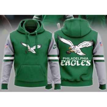 Men's Philadelphia Eagles Green Team Big Logo Sideline Alternate Club Pullover Hoodie Men's Philadelphia Eagles Green Team Big Logo Sideline Alternate Club Pullover Hoodie
