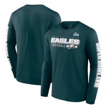 Men's Philadelphia Eagles Midnight Green Super Bowl LVII Star Trail Long Sleeve T-Shirt