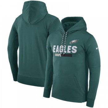 Men's Philadelphia Eagles Green Sideline Team Name Performance Pullover Hoodie