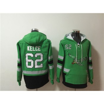 Men's Philadelphia Eagles #62 Jason Kelce Green Ageless Must-Have Lace-Up Pullover Hoodie Men's Philadelphia Eagles #62 Jason Kelce Green Ageless Must-Have Lace-Up Pullover Hoodie