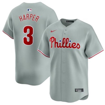Men's Philadelphia Phillies #3 Bryce Harper 2020 Grey Cool Base Stitched MLB Jersey