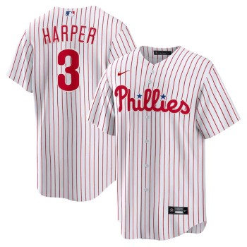 Men's Philadelphia Phillies #3 Bryce Harper White Cool Base Stitched MLB Jersey