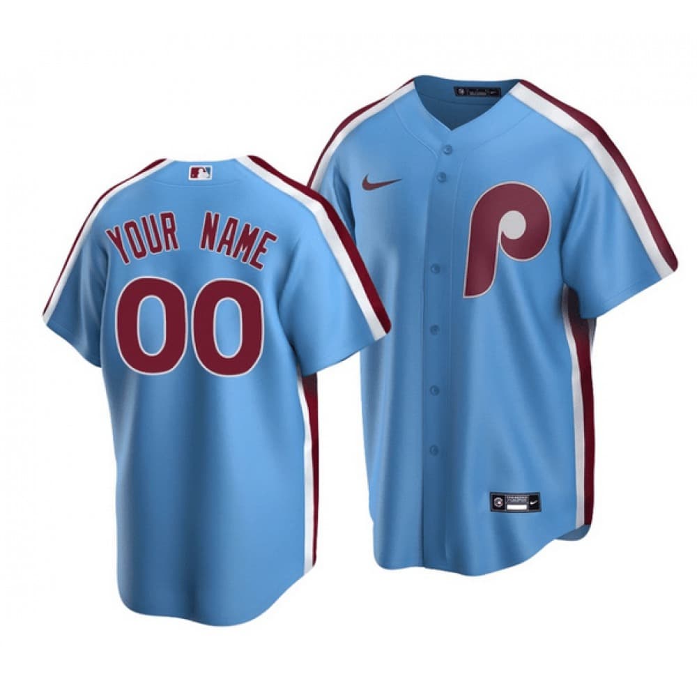 Youth Philadelphia Phillies Light Blue Cool Base Custom Jersey